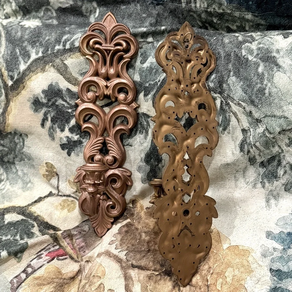 SCONCE Set (2) Burwood Homco Wall Hanging Candle Holders Ornate